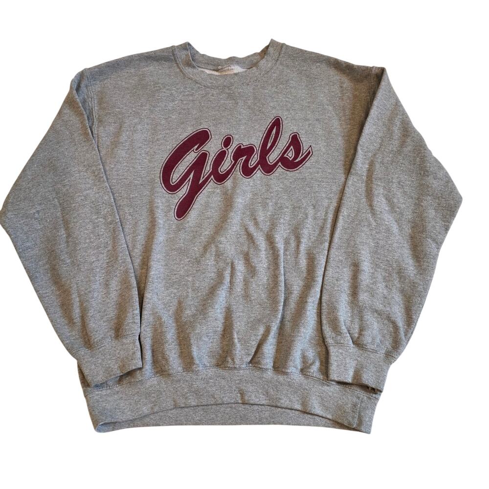 Girls Graphic Crewneck Sweatshirt Medium Heather Gray Fleece Pullover